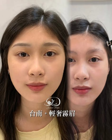 【台南霧眉】保留真毛的條件下設計眉型，柔柔的眉峰角度適合她給人的溫柔感